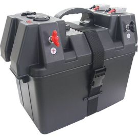 Battery Box with pre wired Leads DC Sockets and Battery Level Indicator